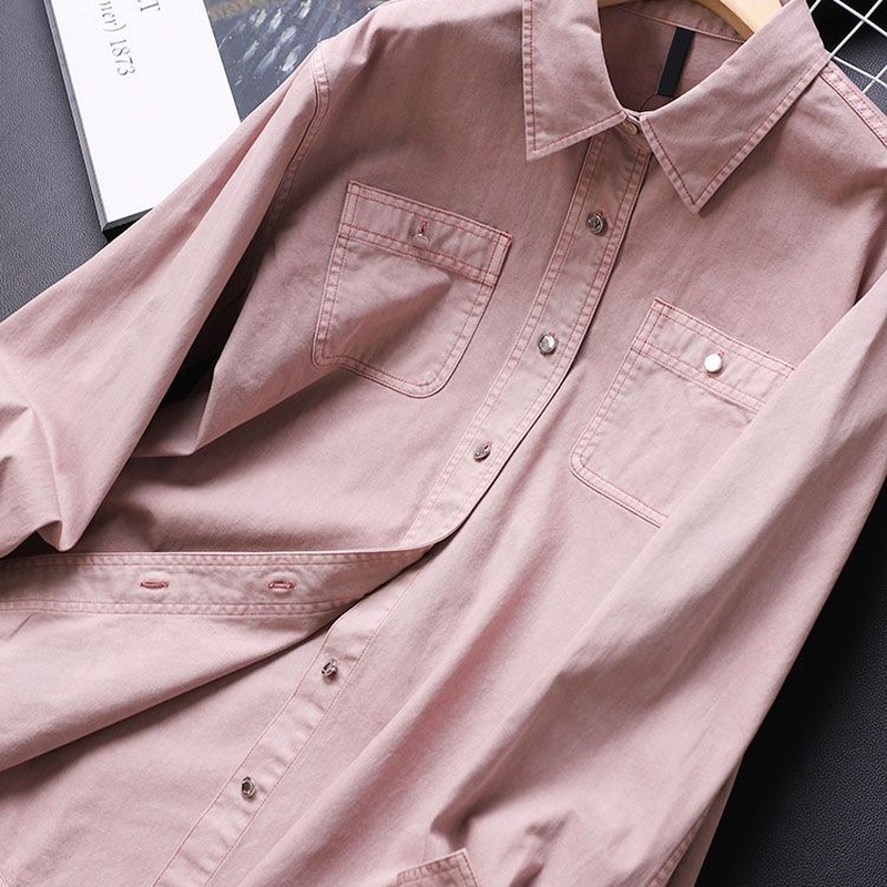 Extra Large Size 150kg High-End Pink Fashionable Denim Shirt for Men and Women, Summer Loose Fit, Slimming and Stylish Top2