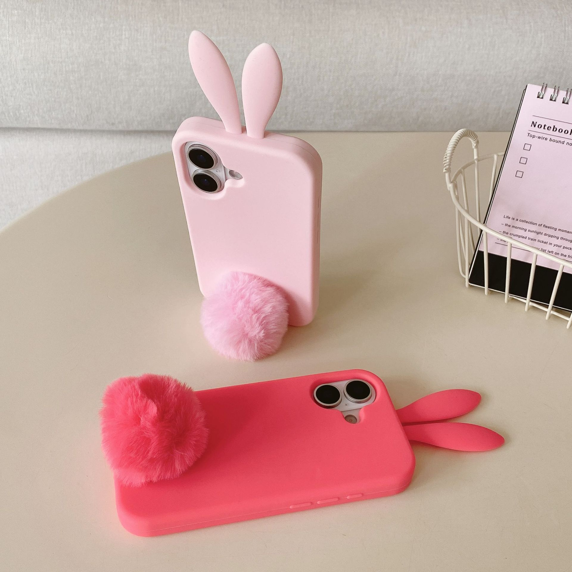 Plush Rabbit Phone Case With Long Ears Cartoon Protective Cover_voghion.com
