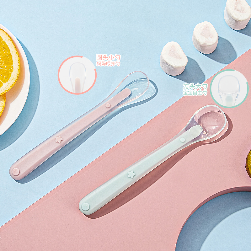 Baby Silicone Soft Spoon Baby Tableware Newborn Children Feed Water Fruit Mud for Eating and Temperature Discoloration Spoon Non-staple Food Artifact