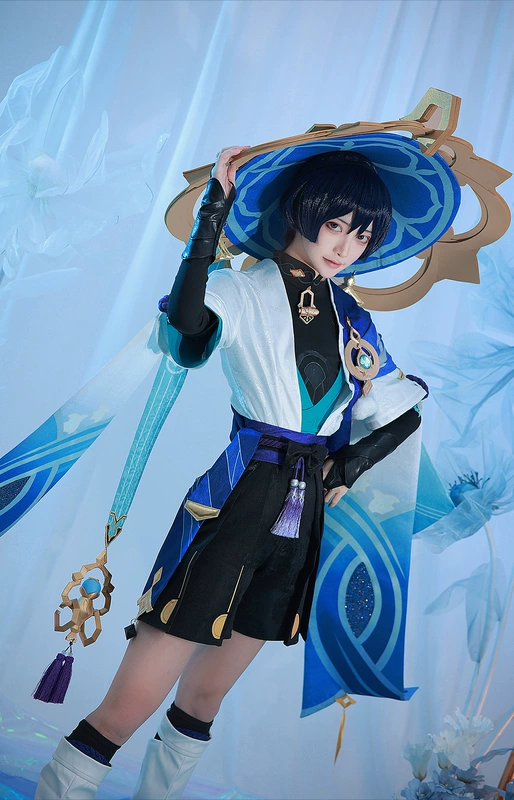 fatui cosplay Genshin Impact Wanderer / Skirmisher Feng San Yuan Pikachi cos trang phục cosplay amber genshin impact