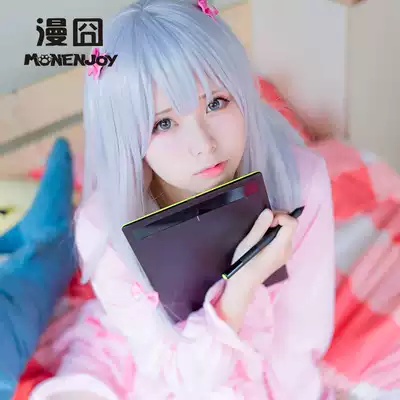 (Comic embarrassment)Eromanga erotic manga teacher Izumi yarn fog gray gradient powder cos wig spot