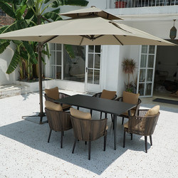 Outdoor Table and Chair Combination Classy Outdoor Courtyard Outdoor Balcony Casual Garden Rattan Minimalist House Table and Chair with Umbrella