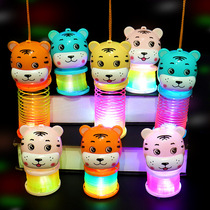 Tiger Year Hand Lantern Rainbow Circle 2022 Cartoon Tiger Luminous Elastic Rainbow Ring Spring Circle Toy Direct
