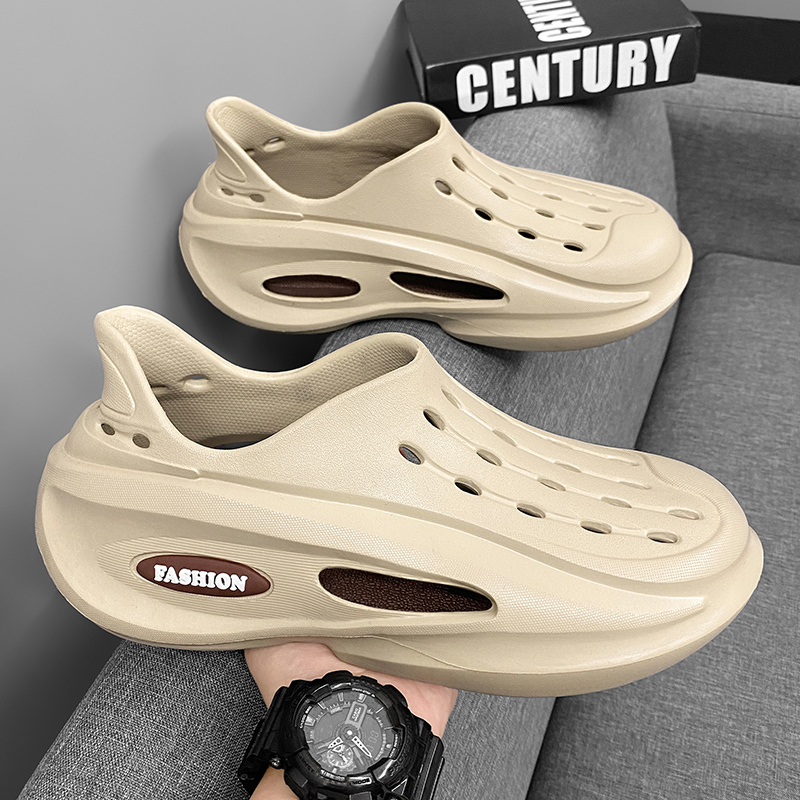 Li Yuxin Coconut Hole Shoes for Men, Summer Outdoor Non-Slip Sports Sandals, Office Closed-Back Full-Toe Slippers