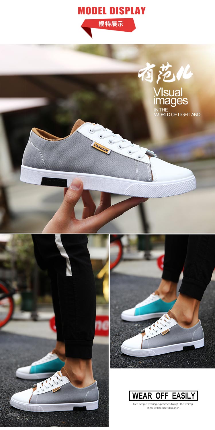 Mùa xuân và mùa hè học sinh trung học cơ sở giày Hàn Quốc thanh niên giày vải thở hai màu giày của nam giới 鸳鸯 giày thủy triều