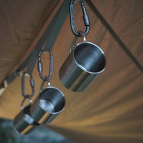 WOOKOO outdoor double-layer stainless steel water cup camping coffee portable water cup stainless steel carabiner camping cup
