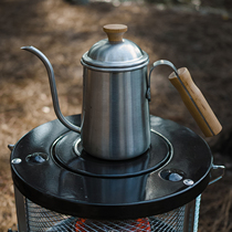 Outdoor camping wooden handle coffee pot 304 stainless steel thickened hand-brewed coffee pot long thin mouth moka pot