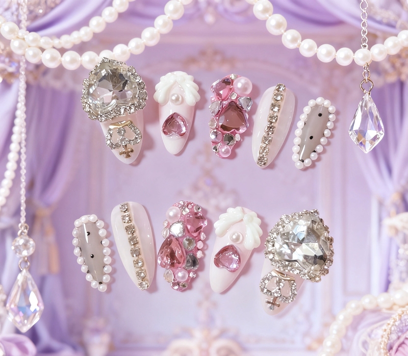[in Stock] Cat Claw Bathtub｜Gal Style, Princess Style, Pink Gemstone, Dazzling Vintage Gorgeous Press-On Nails