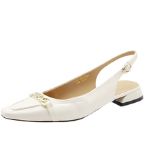 True Beauty New Style Retro French Glossy Cowhide Thick Heel Baotou Sandals for Women 88088CH3