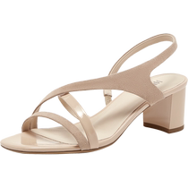 True Beauty 2024 Summer New Elegant Cowhide Cashmere S Strap Thick Heel High Heel Fashion Sandals Women YVP03BL4