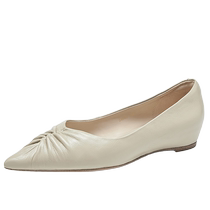 Zhenmeishi 2024 new autumn style pleated V-mouth slimming and comfortable pointed toe inner heightening single shoes for women 24892CQ4
