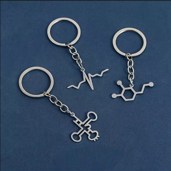 Wholesale Rna Science Student Keychain Dopamine Ins Pendant Titanium Steel Trendy Accessory Graduation Gift