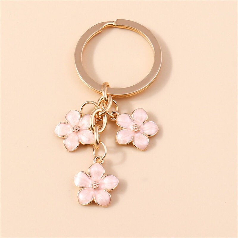 Creative Sweet Metal Cherry Blossom Keychain, Fashionable Girly Flower Bag Accessory Key Chain Pendant Small