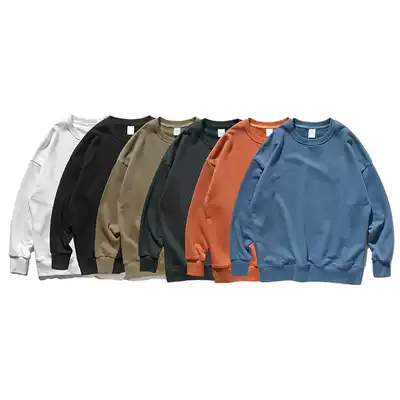 High street solid color casual top men's long-sleeved Japanese retro trend autumn clothes European and American street hip-hop loose Harajuku style bf