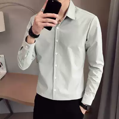 Shirt men long sleeve Korean version 2020 new shirt men business trend Joker slim fit dress handsome inch clothes cs