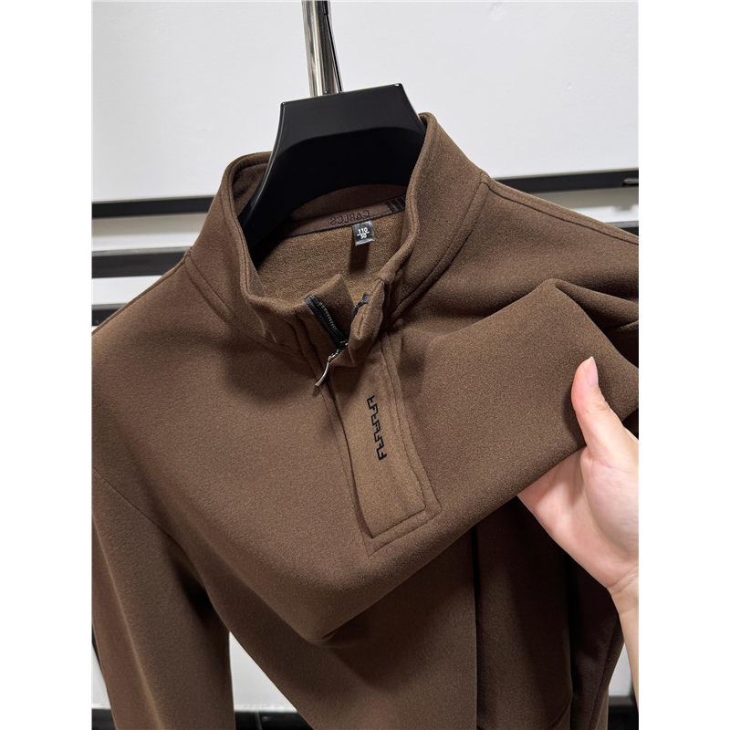 Marolio~Camel Wool Stand-Up Collar Base Layer Shirt for Men, Autumn and Winter Half-Zip Dove Velvet Brushed T-Shirt Inner Layer Top Marolio~Camel Wool Stand-Up Collar Base Layer Shirt for Men, Autumn and Winter Half-Zip Dove Velvet Brushed T-Shirt Inner Layer Top