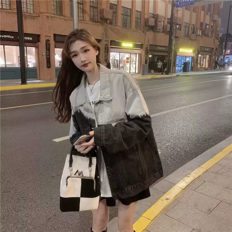 Denim retro jacket, European style, gradient, for beloved