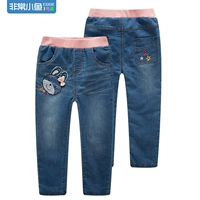 Cá rất nhỏ 38951 cô gái mùa thu đông mới đan quần jeans đan 100-140 full trăm quần áo be gái 10 tuổi