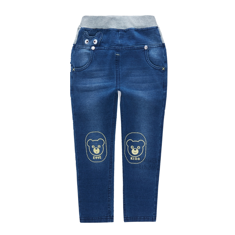 Very small fish 36529 boys spring and autumn soft elastic leisure month children's knitted outer wear denim trousers