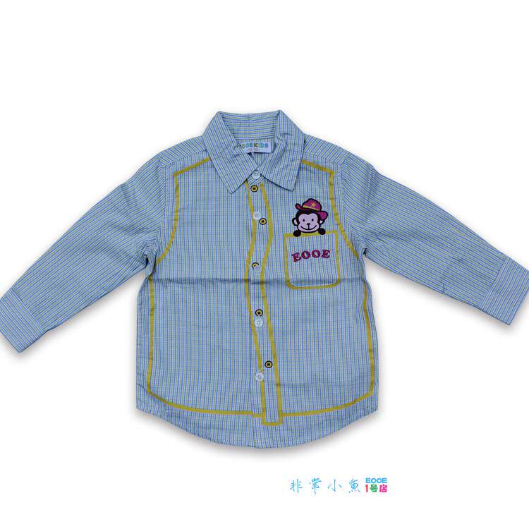 Very Small Fish 24136 Boys' woven pure cotton sweat-absorbing spring and autumn lapel casual plaid children's long-sleeved shirt