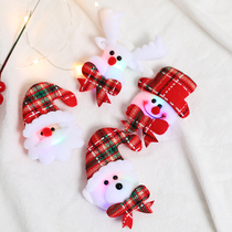 Christmas decorations childrens kindergarten small gifts gifts Santa Claus snowman elk brooch glowing jewelry