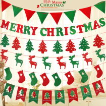 Christmas ornaments pendant Christmas tree pull flag flower hanging flag pennant hanging window scene layout