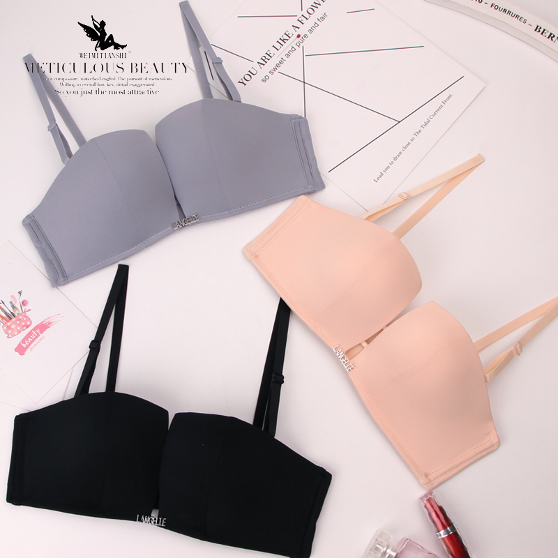 Braless dây đeo ít đồ lót womens mỏng dày sexy áo cưới ngực nhỏ tụ tập withno vòng thép không dấu vết áo ngực