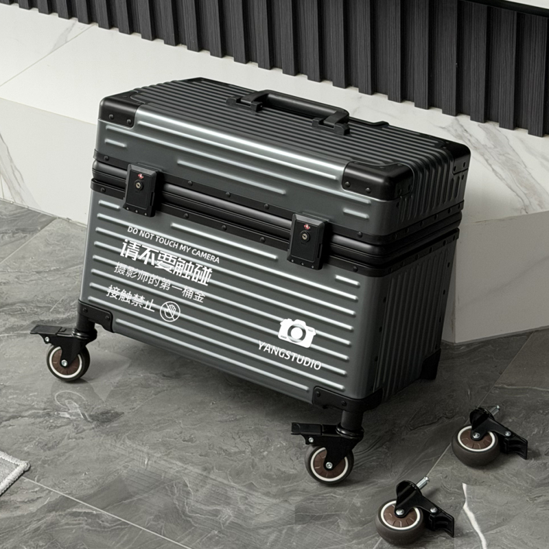 All-Aluminum Magnesium Alloy Photography Suitcase, Small Camera Trolley Case with Flip-Up Lid, Drone Gimbal Brake Tool Box