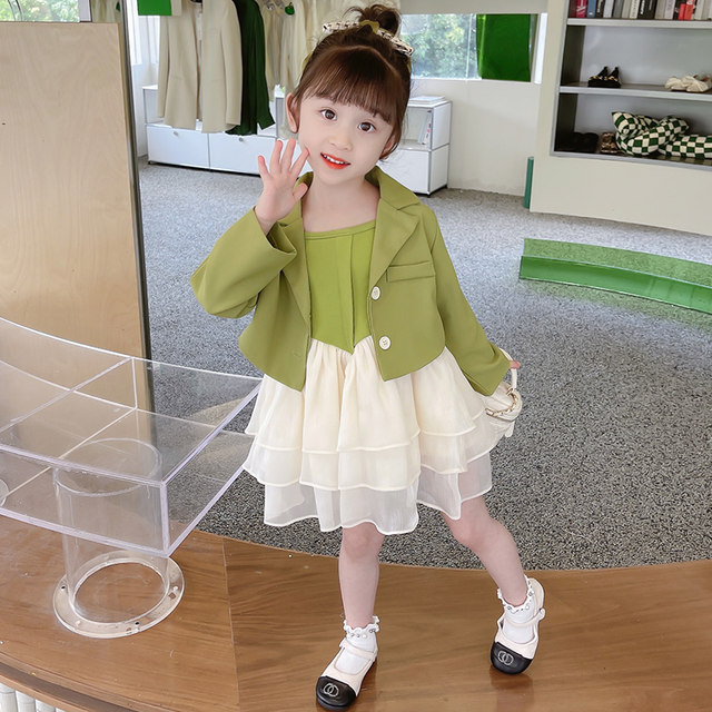 3 trendy brand children's clothing girls fashionable suit foreign style 5 suit gauze skirt two-piece set 1 and a half year old baby girl spring and autumn clothes 6