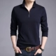 Áo thun cotton dài tay được may bằng vải cotton mùa đông cộng với nhung dày mặc màu rắn phiên bản lưới một nửa dây kéo nam ve áo cơ thể - Polo áo polo đẹp