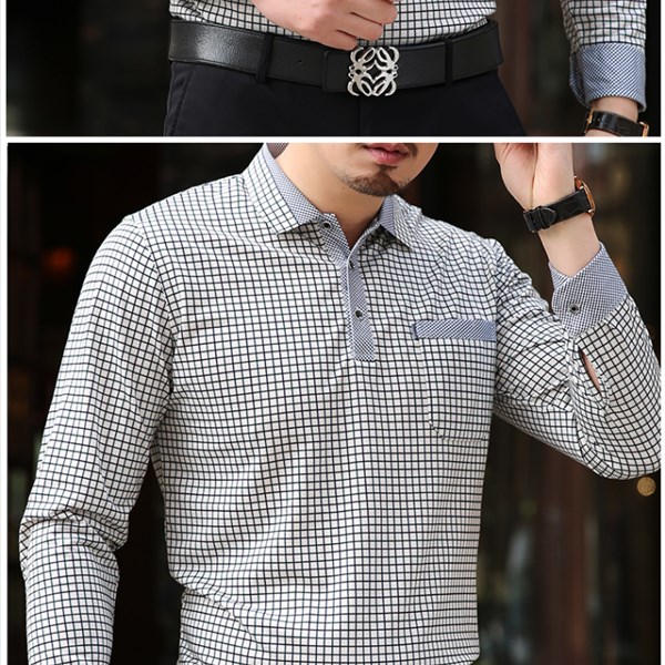 Áo thun nam dài tay trung niên Áo thun cotton mùa thu Áo thun cotton mỏng phần áo khoác nam trung niên có túi áo thun trơn nam