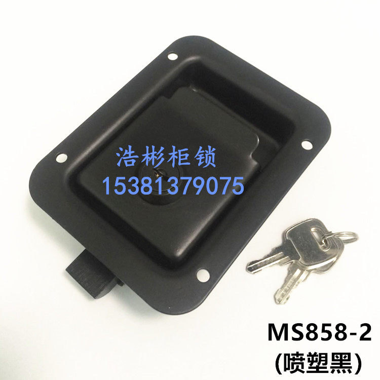 Black power distribution cabinet flat lock MS858-2 inside and outside double switch automotive engineering car RV trolley sanitation central control lock