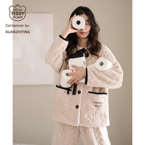 Pajamas Woman Autumn Winter Coral Suede 2021 New Gushed Thickened Flannel Suede External Wear Winter Home Clothing Suit