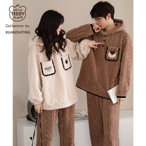 Teddy World Pyjamas Lovers Winter Coral Suede Female Thickening Plus Suede Hat Flannel Autumn Winter Mens Home Clothing