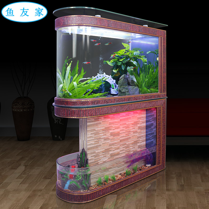 Fish tank Bullet aquarium Living room Large European water curtain wall Landscape ecological partition glass household fish tank