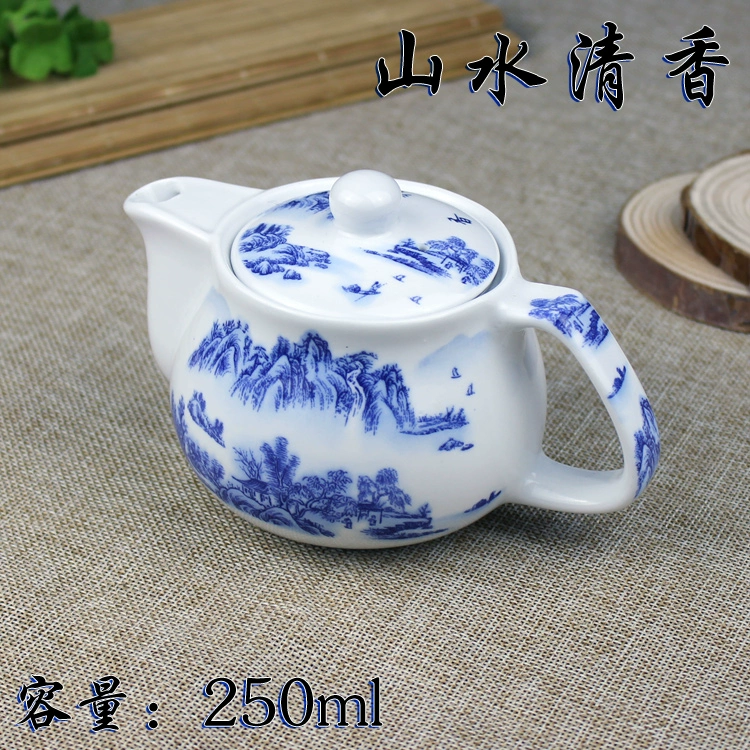 Bộ ấm trà gốm sứ nhỏ gốm đơn xương ấm trà với bộ lọc sứ màu xanh và trắng nhà kungfu bộ - Trà sứ