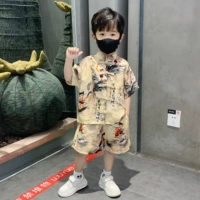 Ханьфу, летний костюм мальчика цветочника, детский комплект, детская летняя одежда, китайский стиль, короткий рукав