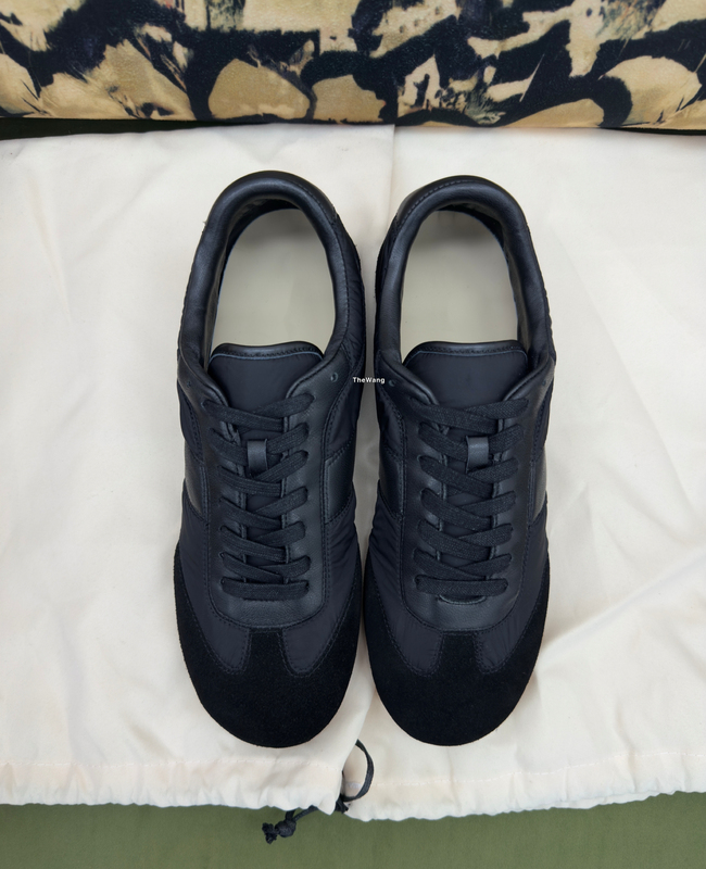 Lem26Ss Soft Runner Black Nylon Imported Sheepskin Cowhide Spliced Suede Training Shoes Sneakers