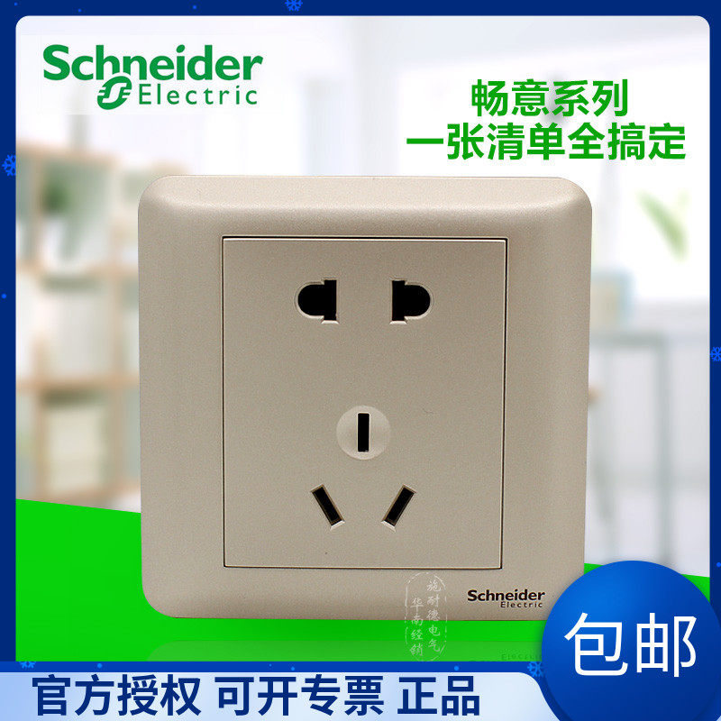 Schneider brisk series frosted gold five-hole opening two open three-open four-open socket switch suit computer
