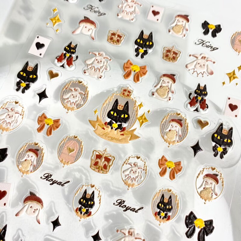 Cartoon Alice in Wonderland Bunny Nail Art Sticker Embossed Three-Dimensional DIY Handbook Ccd Nail Sticker Decoration