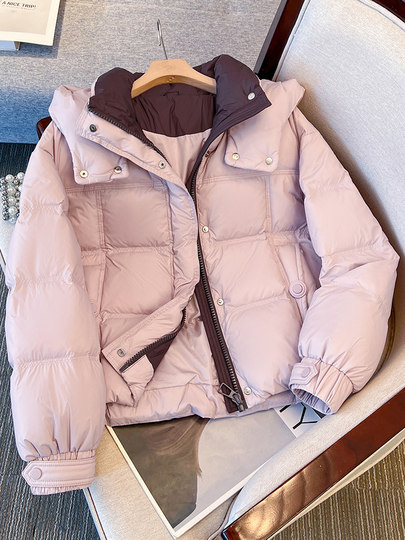 粉色冬季短款羽绒服女新款2026巨好看轻薄内胆加厚保暖白鸭绒外套
