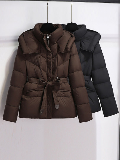 Black 90% White Duck down Warm down Jacket for Women 2025 New Fashion Lightweight Waist-Cinching Super Stylish Winter Thick Coat