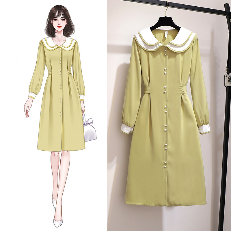 Doll Collar Dress Spring Dress 2022 New Lady Little Subshirt Dress Medium Long Version Spring Skirt High End