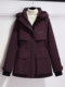 Burgundy Parka down Jacket for Women, Mid-Length, 2025 New Winter Thickened Hooded Workwear Parka Coat