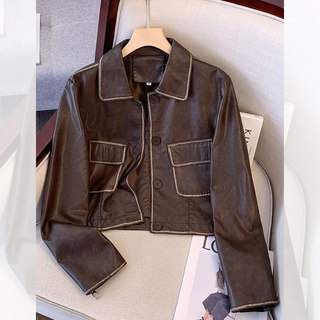 机车pu皮衣外套女2025早秋新款爆款美式高级感小个子正肩短款夹克