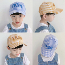 Baby cap spring new fresh plaid boy baseball cap girl sunshade sunscreen thin Dome hat