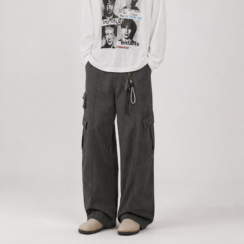 Cegffh American Retro Washed Vintage Work Pants Unisex Versatile Loose Straight Wide-Leg Casual Pants Cegffh American Retro Washed Vintage Work Pants Unisex Versatile Loose Straight Wide-Leg Casual Pants