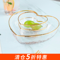 Phnom Penh heart-shaped glass bowl dessert fruit salad bowl big number home water glass woman cute frosted transparent glass goblet