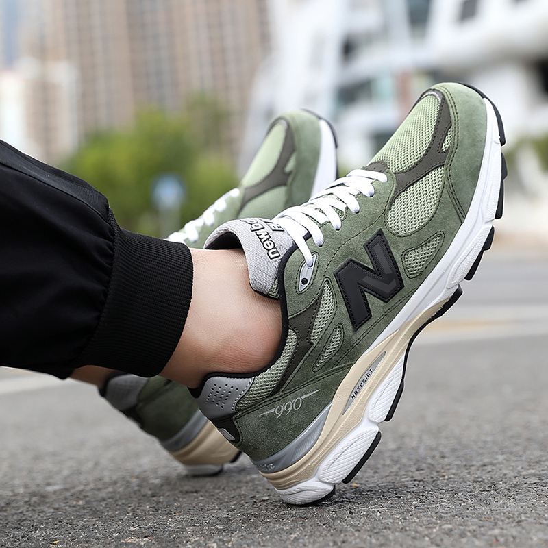 Ottelais Ohm Sneakers Men's Shoes Women's Shoes Couple's Jogging Shoes 990V3 Grass Green Dad Shoes Original Gray