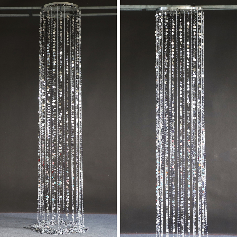 Korean-Style Crystal Wedding Old Money Style Sequin Acrylic Bead Curtain Round Ceiling Wedding Stage Background Decoration Hanging Curtain